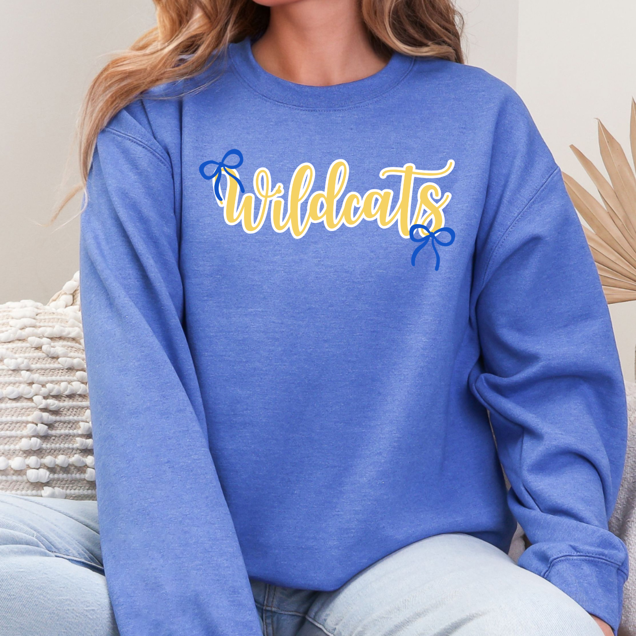 Durant Wildcats Script Bow Crewneck