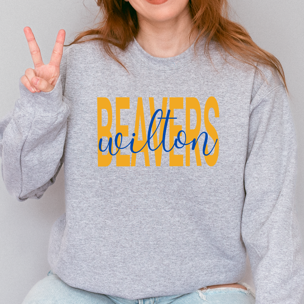 Wilton Beavers Script Overlay Crew