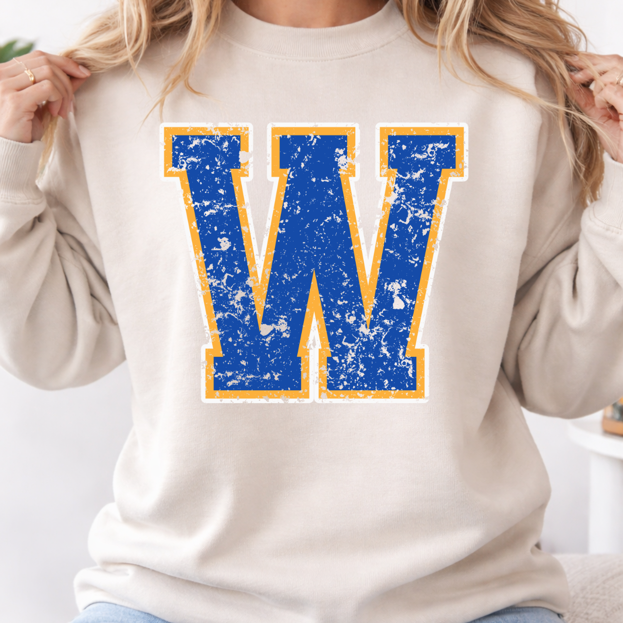 Wilton Block W Distressed Crew