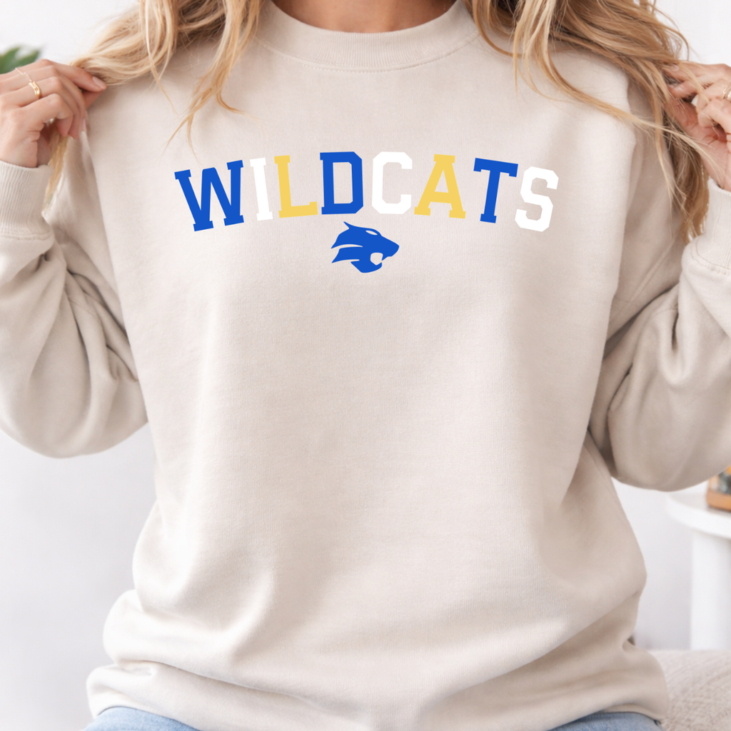 Durant Wildcats Color Block Mascot Crew