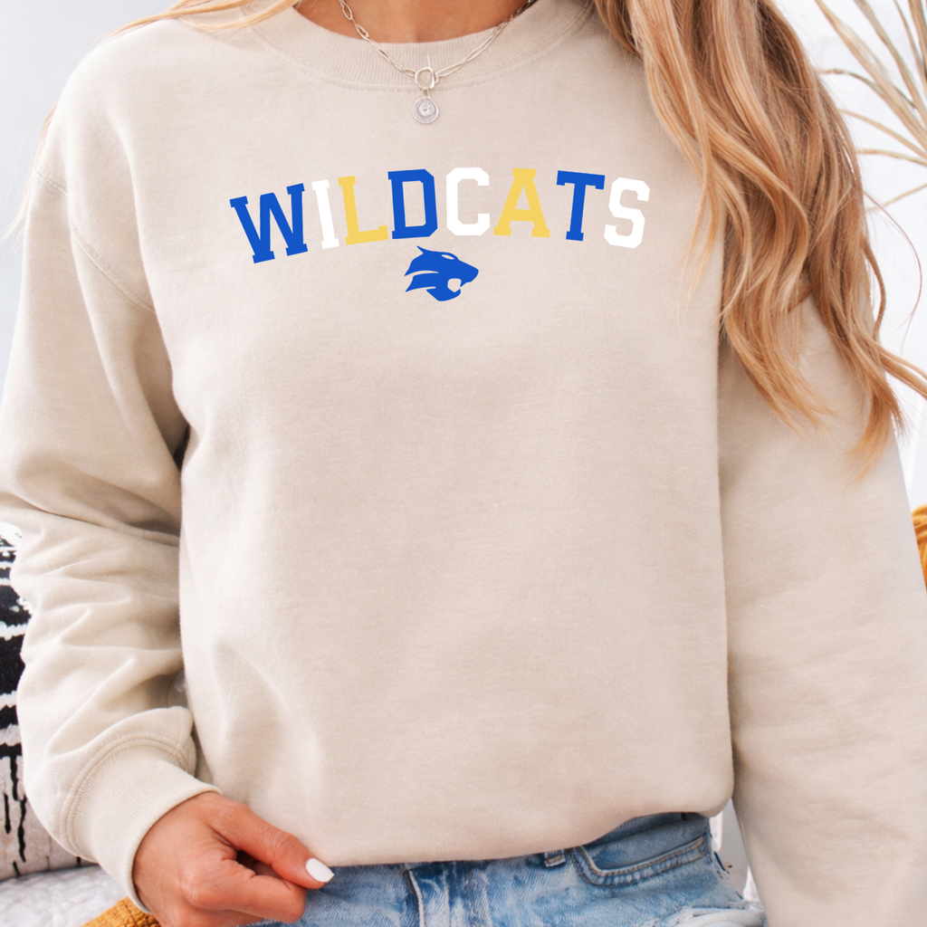 Durant Wildcats Color Block Mascot Crew