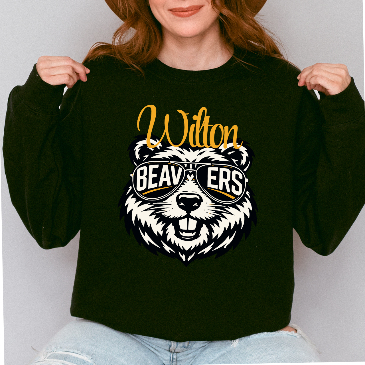 Wilton Beavers Sunglasses Mascot Crewneck