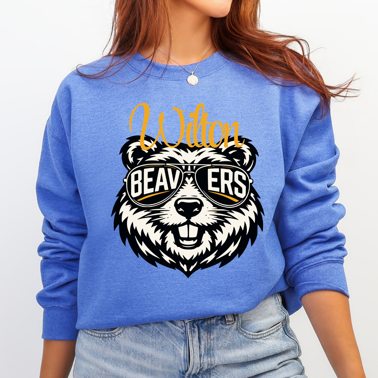 Wilton Beavers Sunglasses Mascot Crewneck