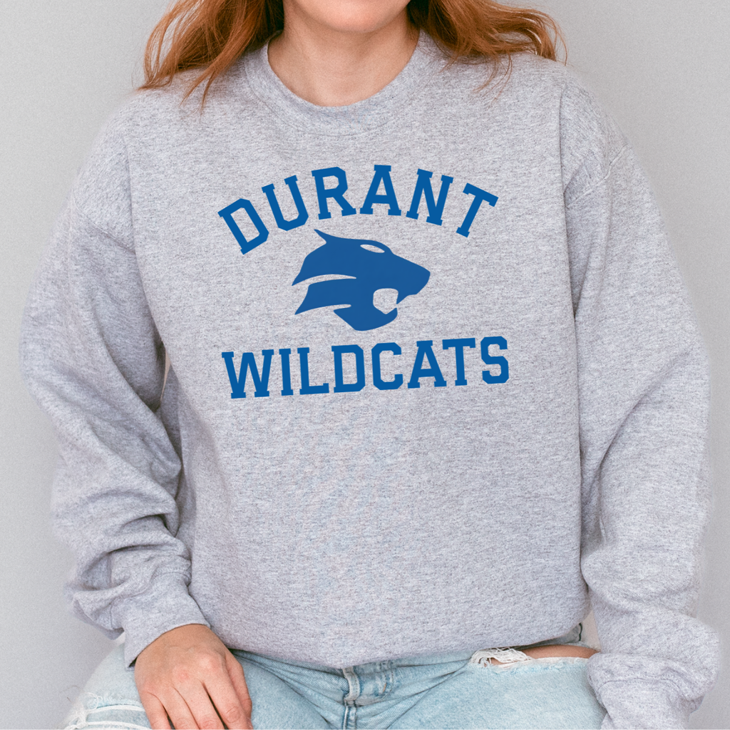 Durant Wildcats Classic Mascot Crewneck (Blue)