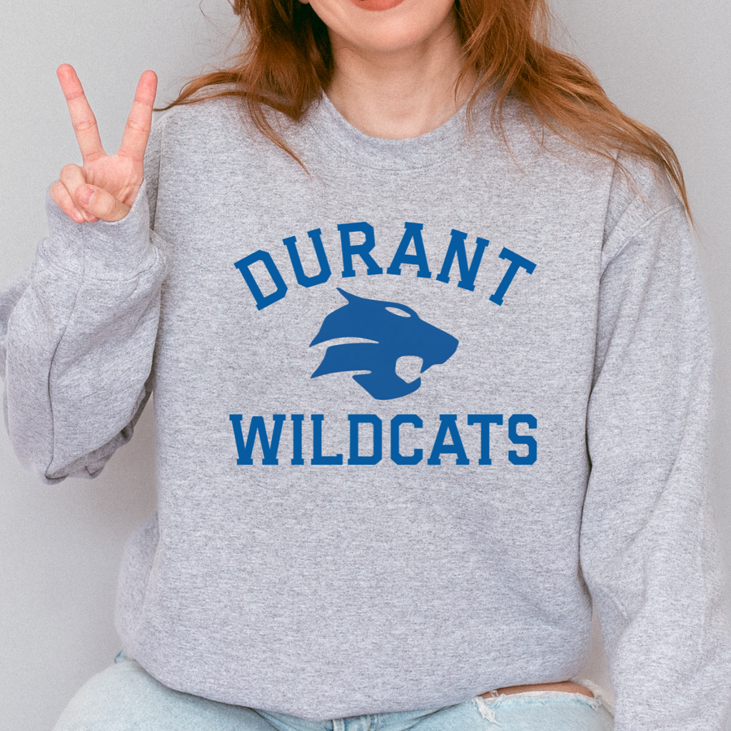 Durant Wildcats Classic Mascot Crewneck (Blue)