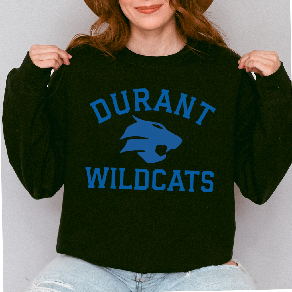 Durant Wildcats Classic Mascot Crewneck (Blue)
