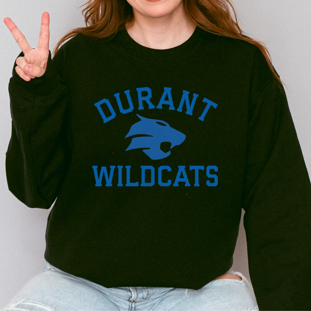 Durant Wildcats Classic Mascot Crewneck (Blue)