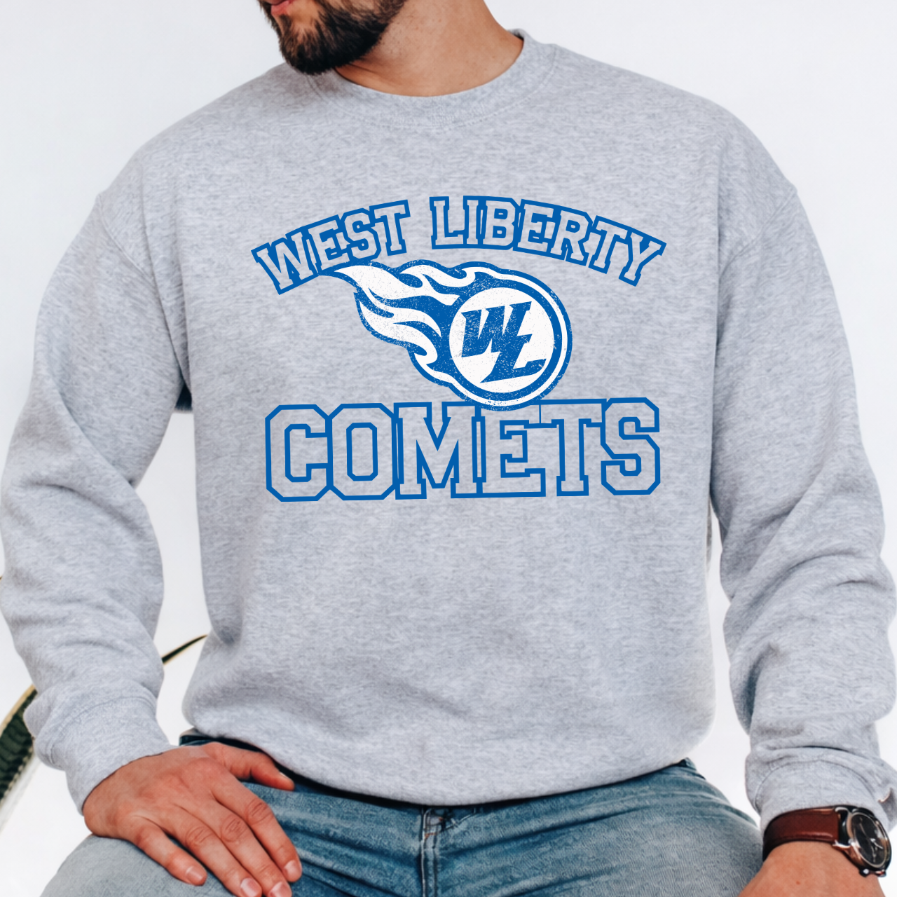 West Liberty Comets Mascot Arch Crewneck