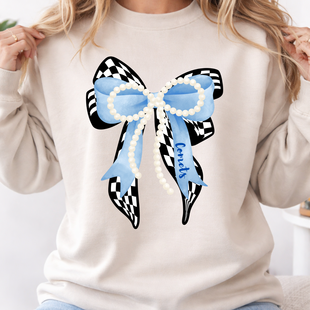 West Liberty Comets Pearl Bow Crewneck