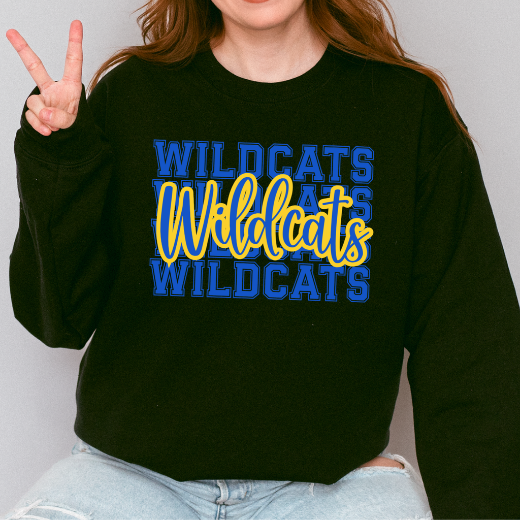 Wildcats Stacked Script Crewneck