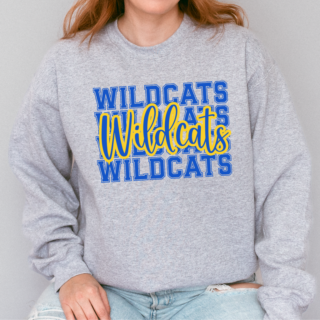Wildcats Stacked Script Crewneck