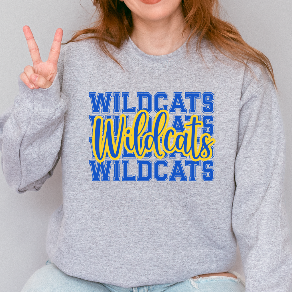 Wildcats Stacked Script Crewneck