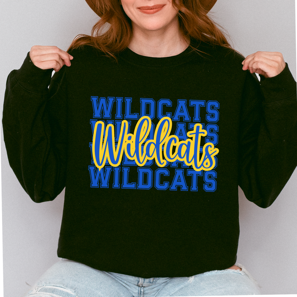 Wildcats Stacked Script Crewneck