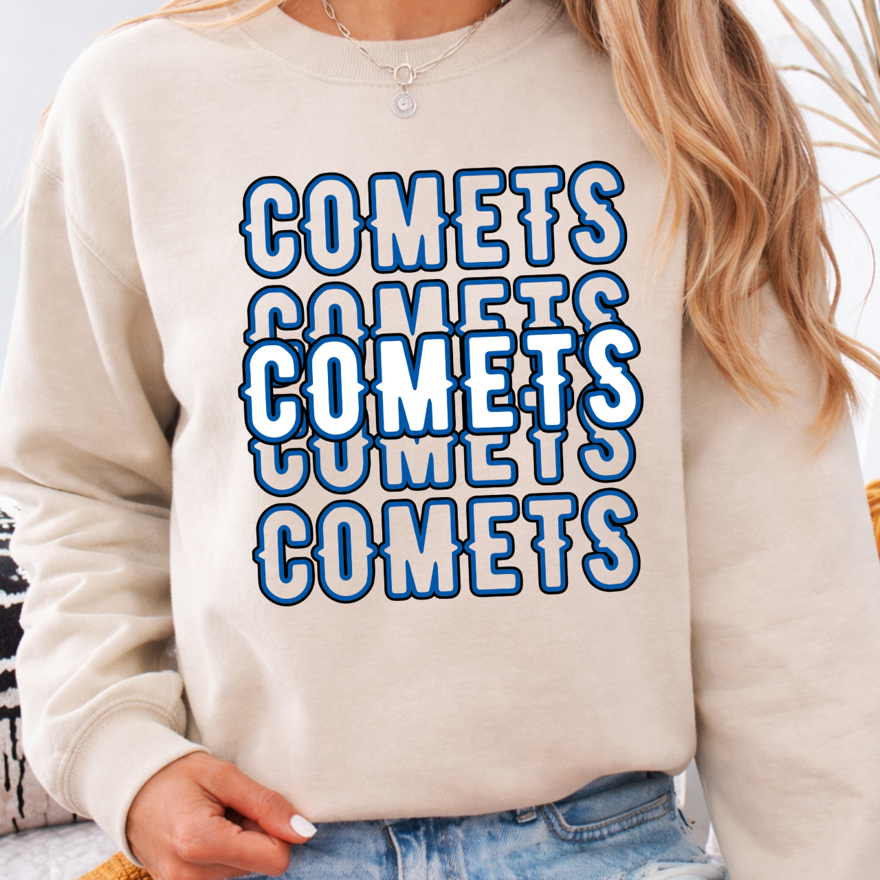 West Liberty Comets Stacked Crewneck