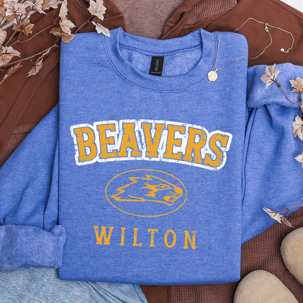 Wilton Beavers Distressed Varsity Crew