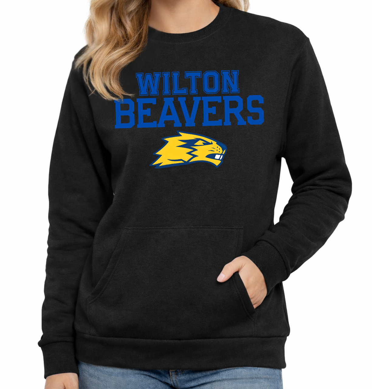 Wilton Beavers Logo Pocket Crew