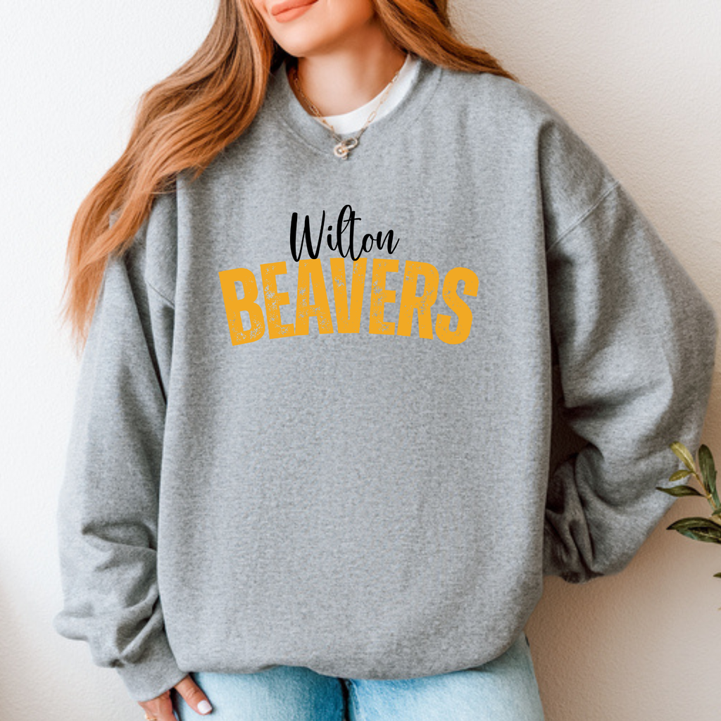 Wilton Beavers Arched Spirit Crewneck