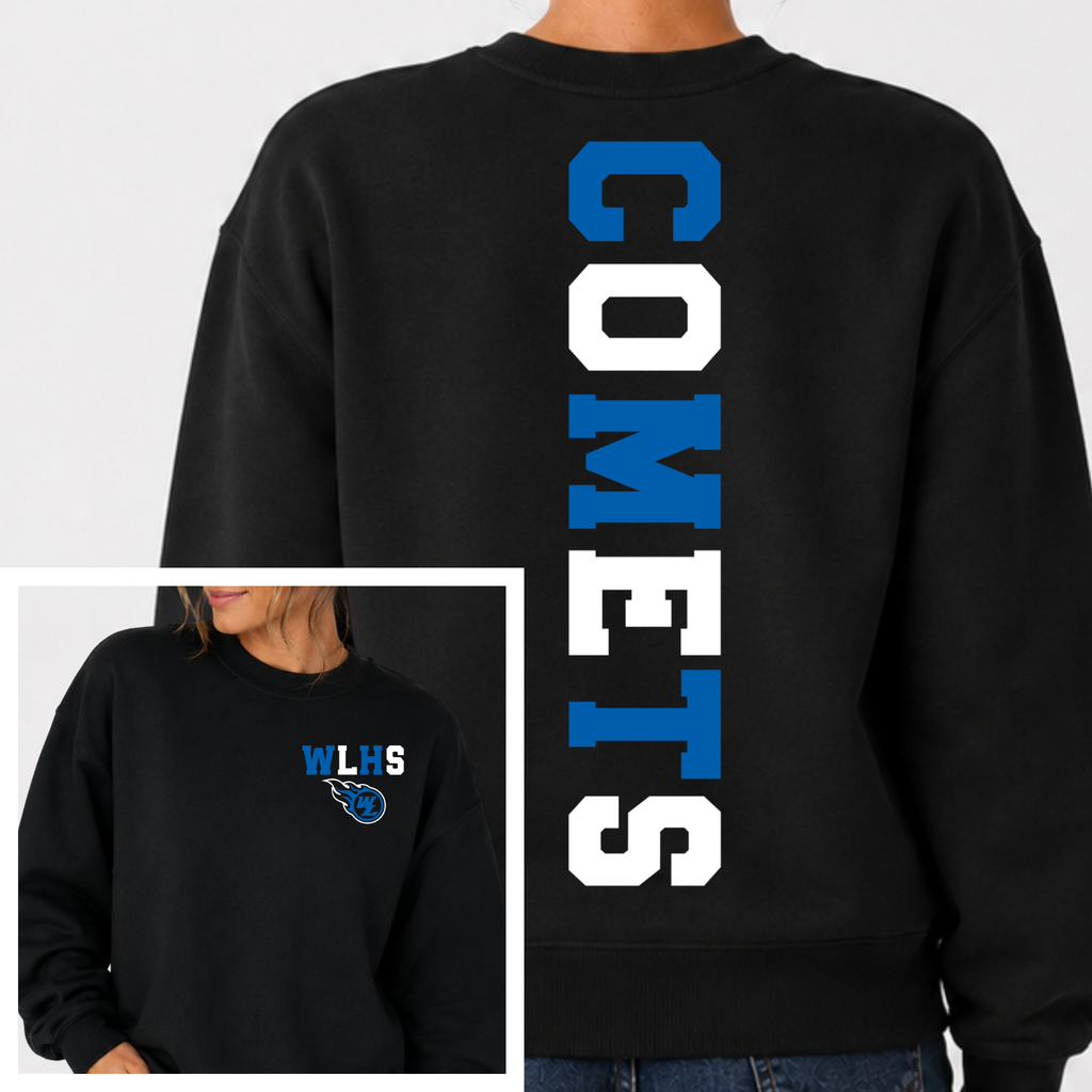 West Liberty Comets BIG BACK Team and Town Crewneck
