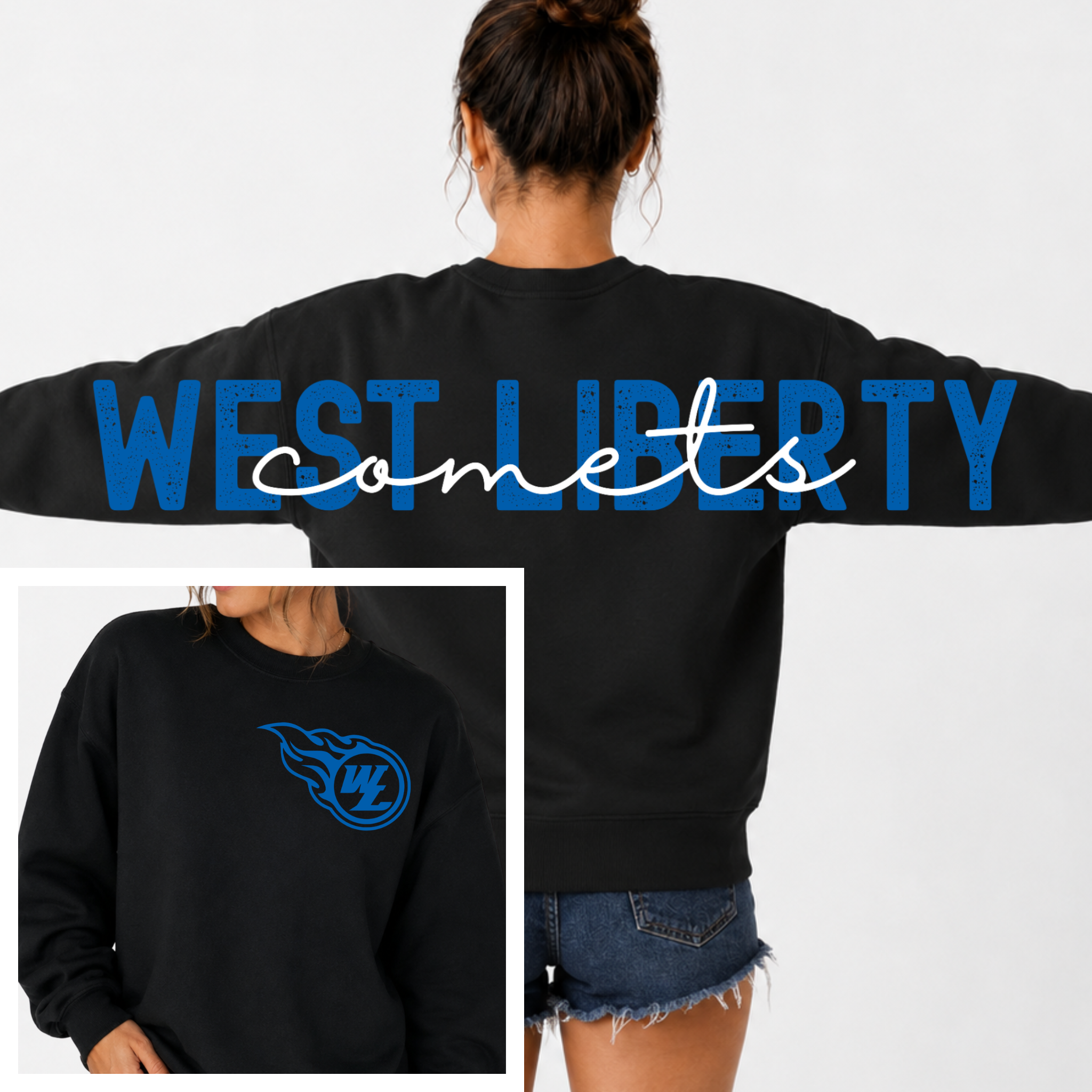 West Liberty Comets BIG BACK Team and School Crewneck