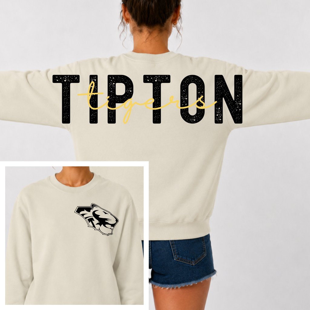 Tipton Tigers BIG BACK Team and Mascot Crewneck