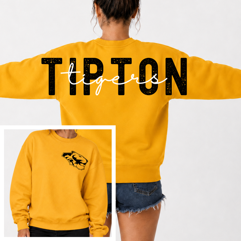 Tipton Tigers BIG BACK Team and Mascot Crewneck