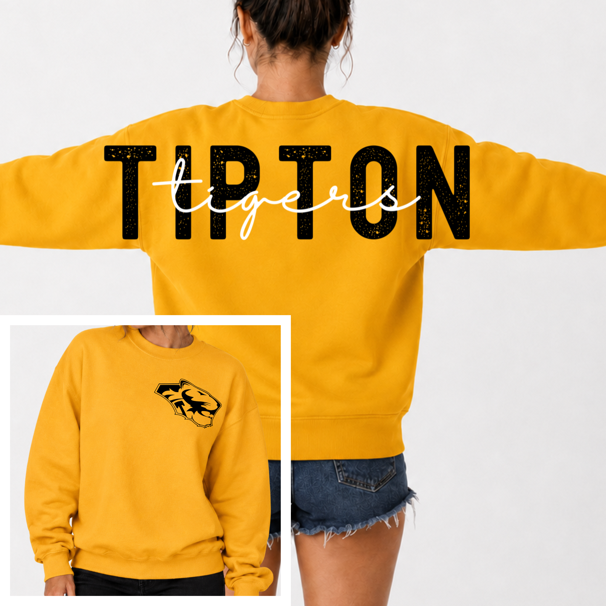 Tipton Tigers BIG BACK Team and Mascot Crewneck