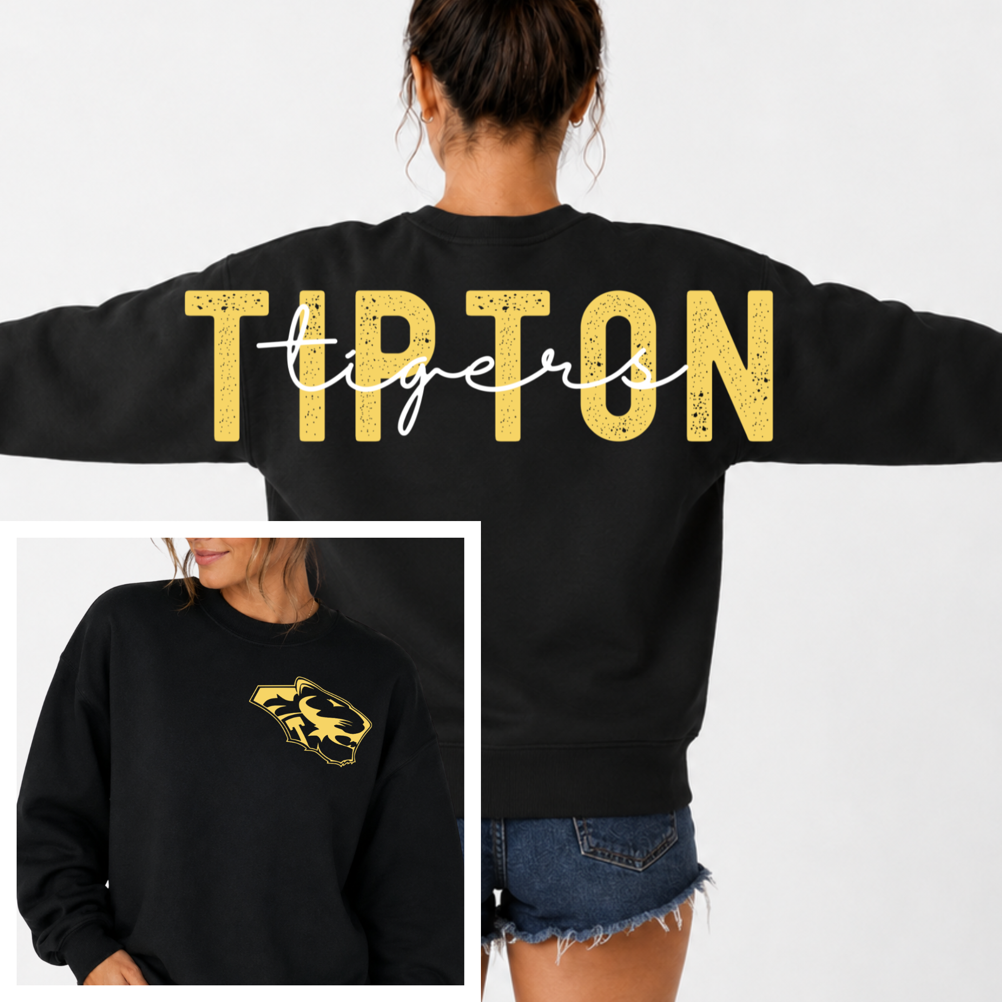 Tipton Tigers BIG BACK Team and Mascot Crewneck