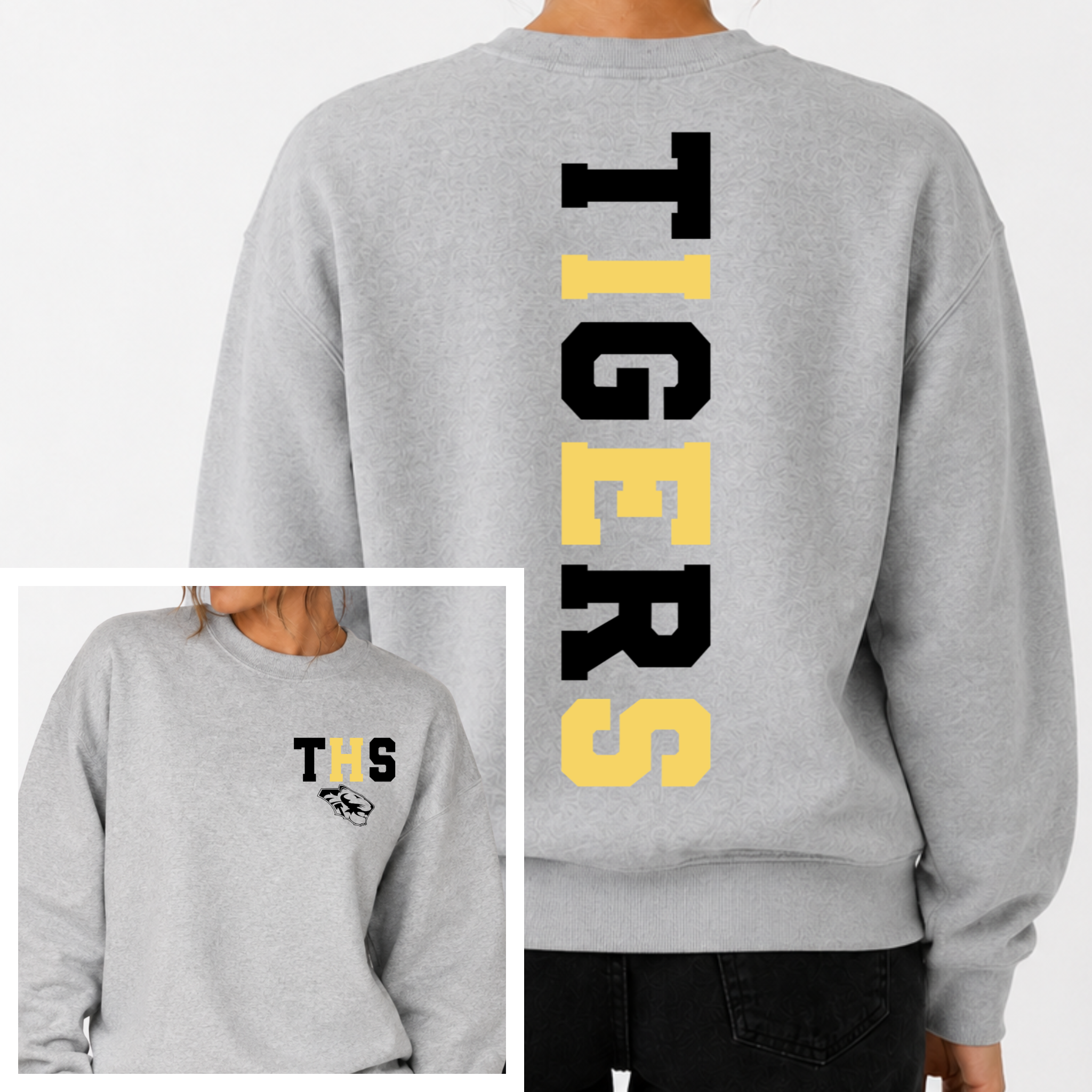 Tipton Tigers BIG BACK Team and School Crewneck