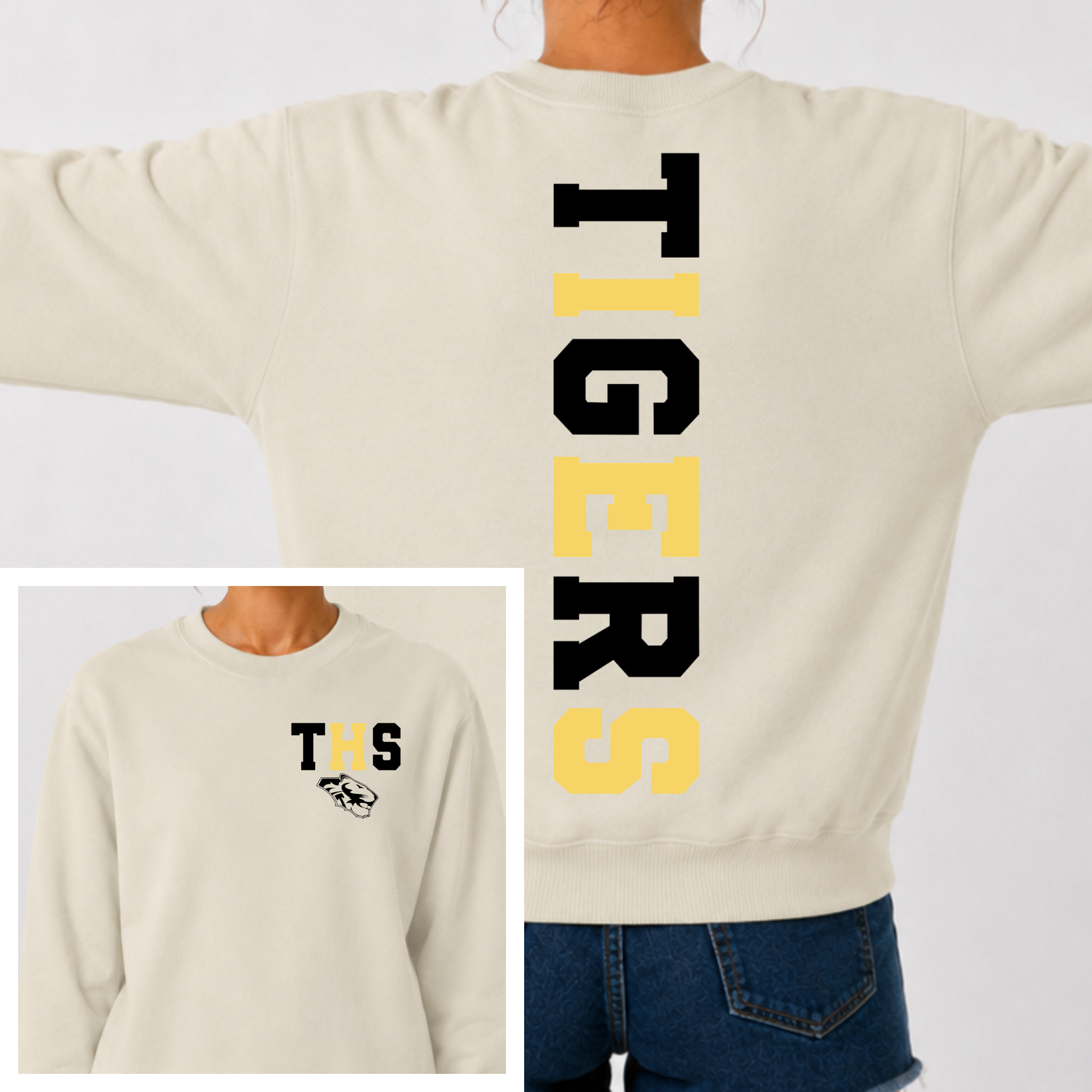 Tipton Tigers BIG BACK Team and School Crewneck