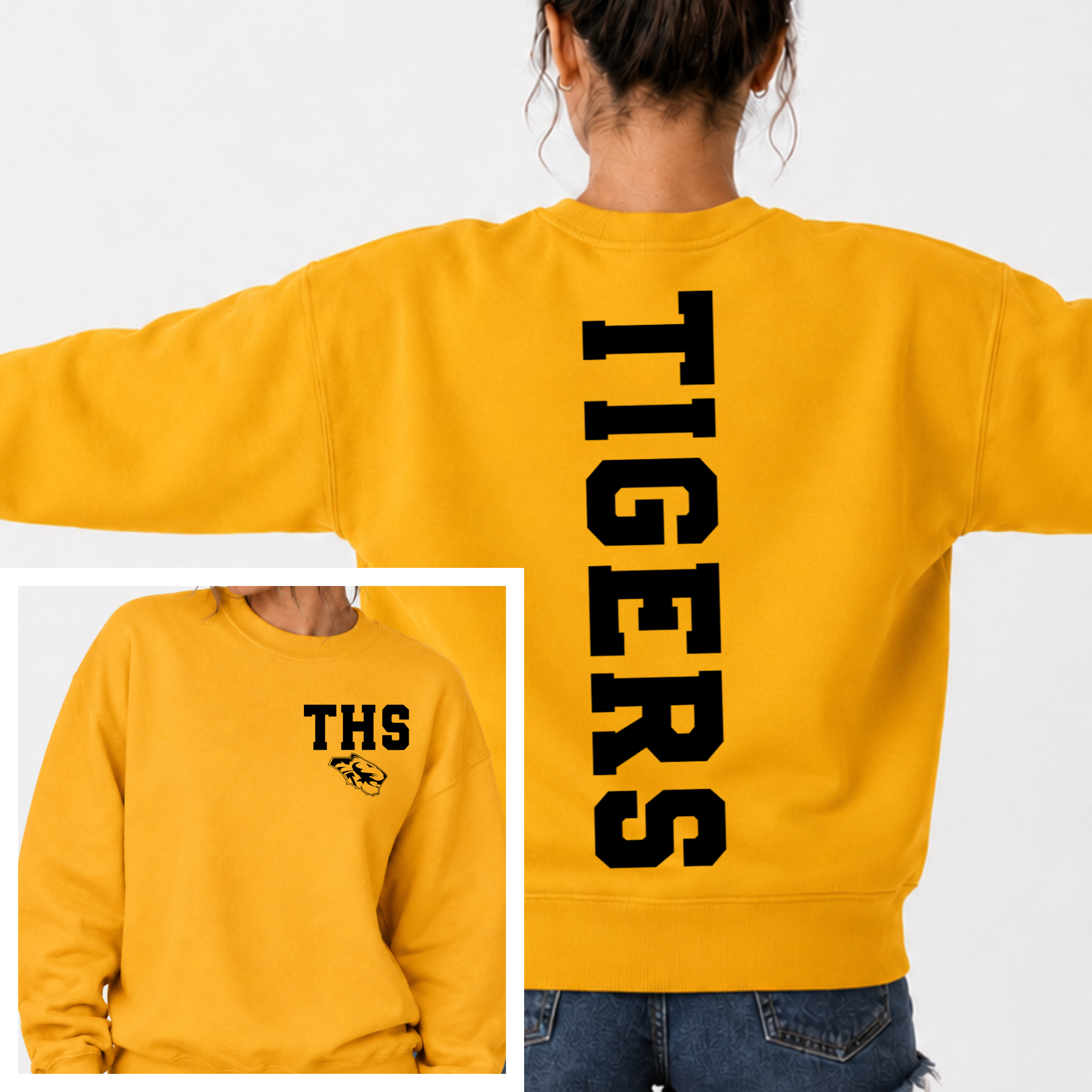 Tipton Tigers BIG BACK Team and School Crewneck