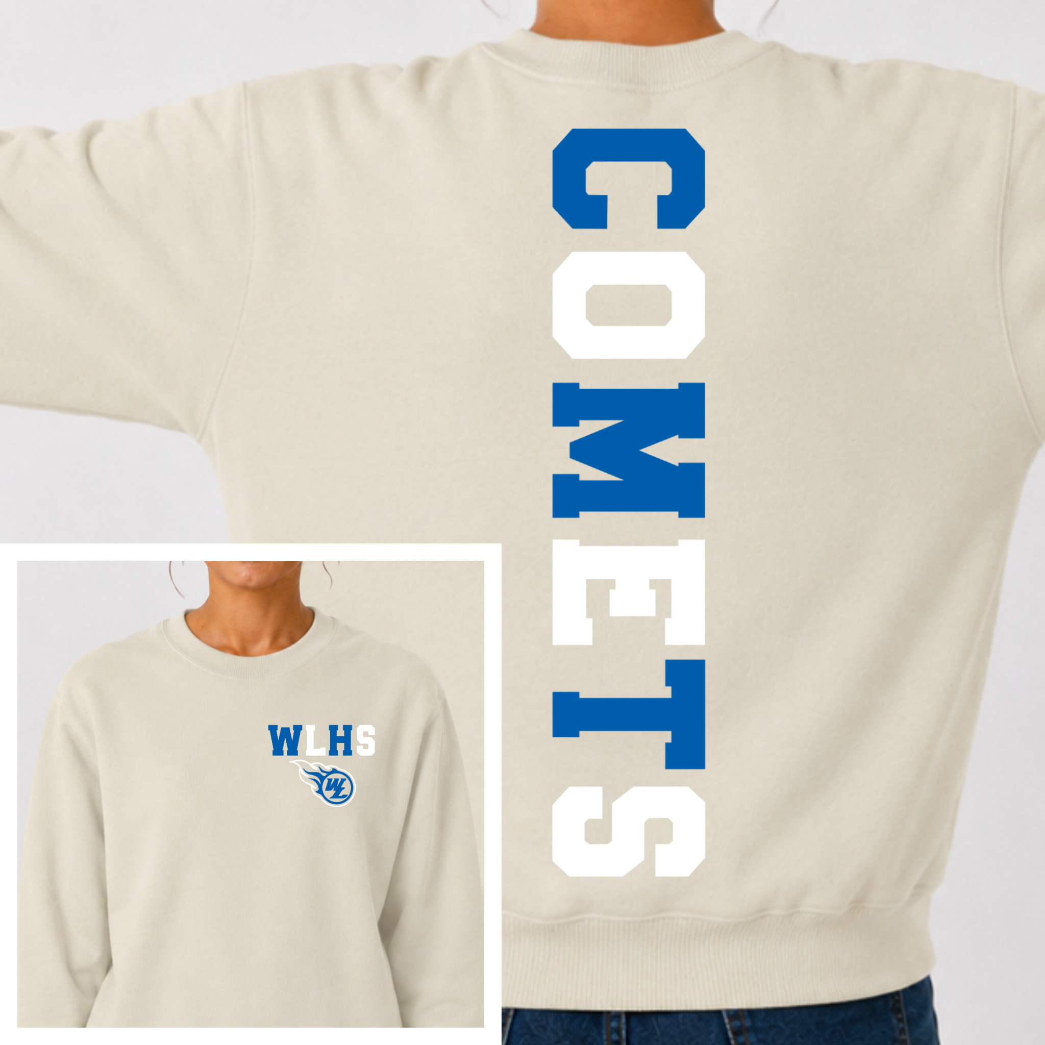 West Liberty Comets BIG BACK Team and Town Crewneck