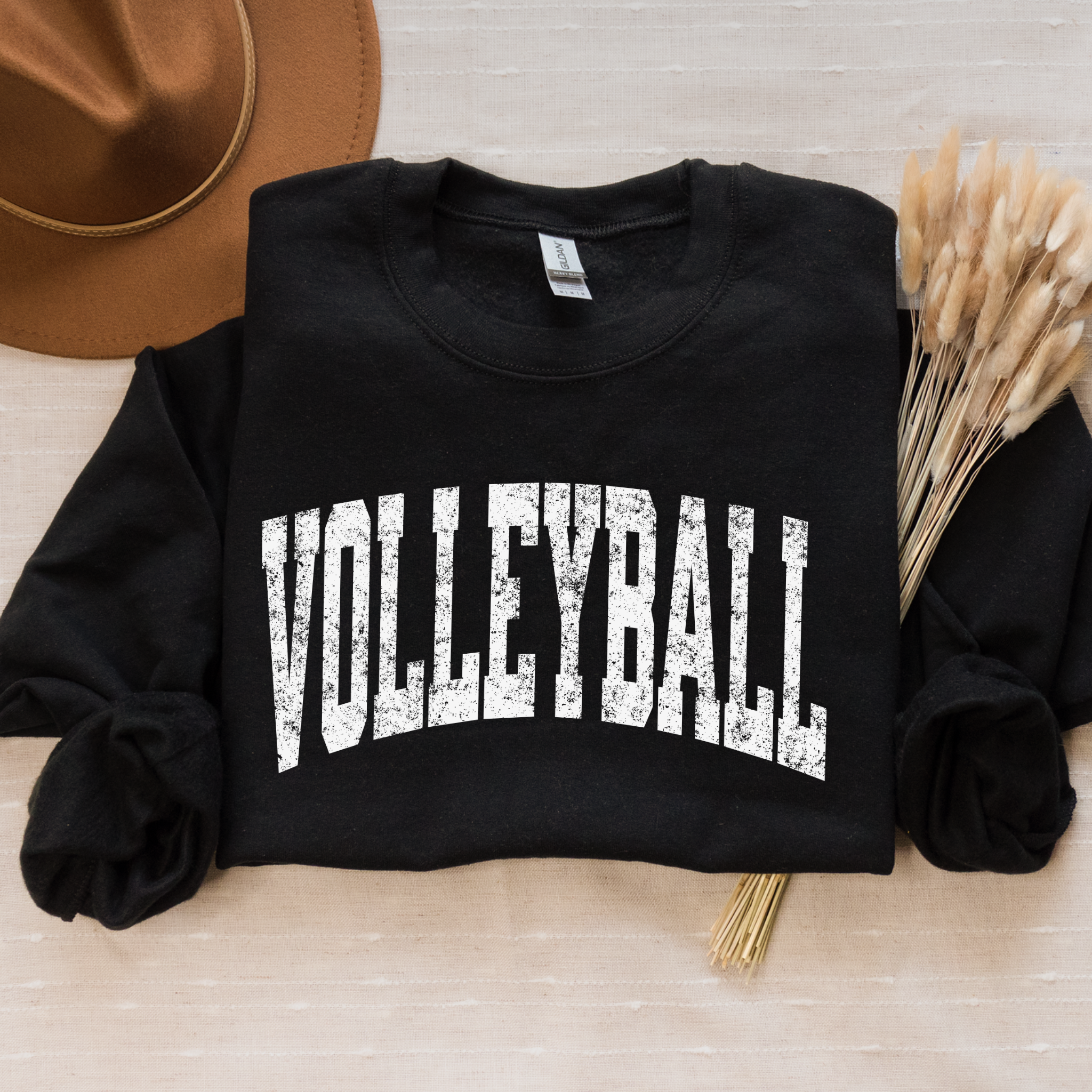 Muscatine Muskies Volleyball Distressed Arch Crewneck