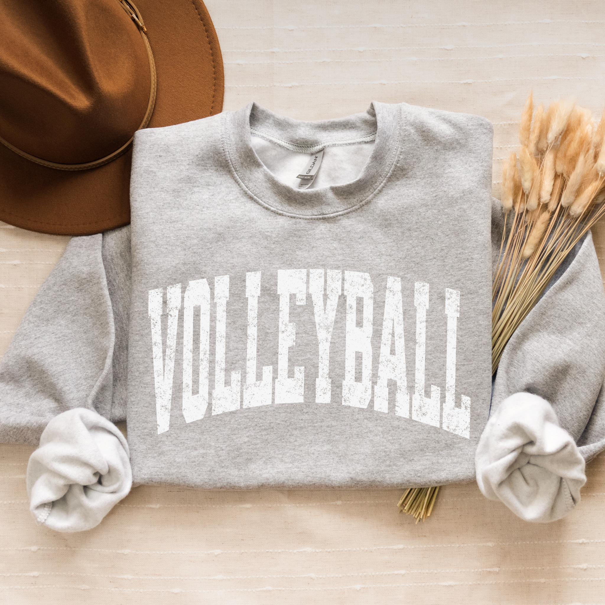 Tipton Tigers Volleyball Distressed Arch Crewneck
