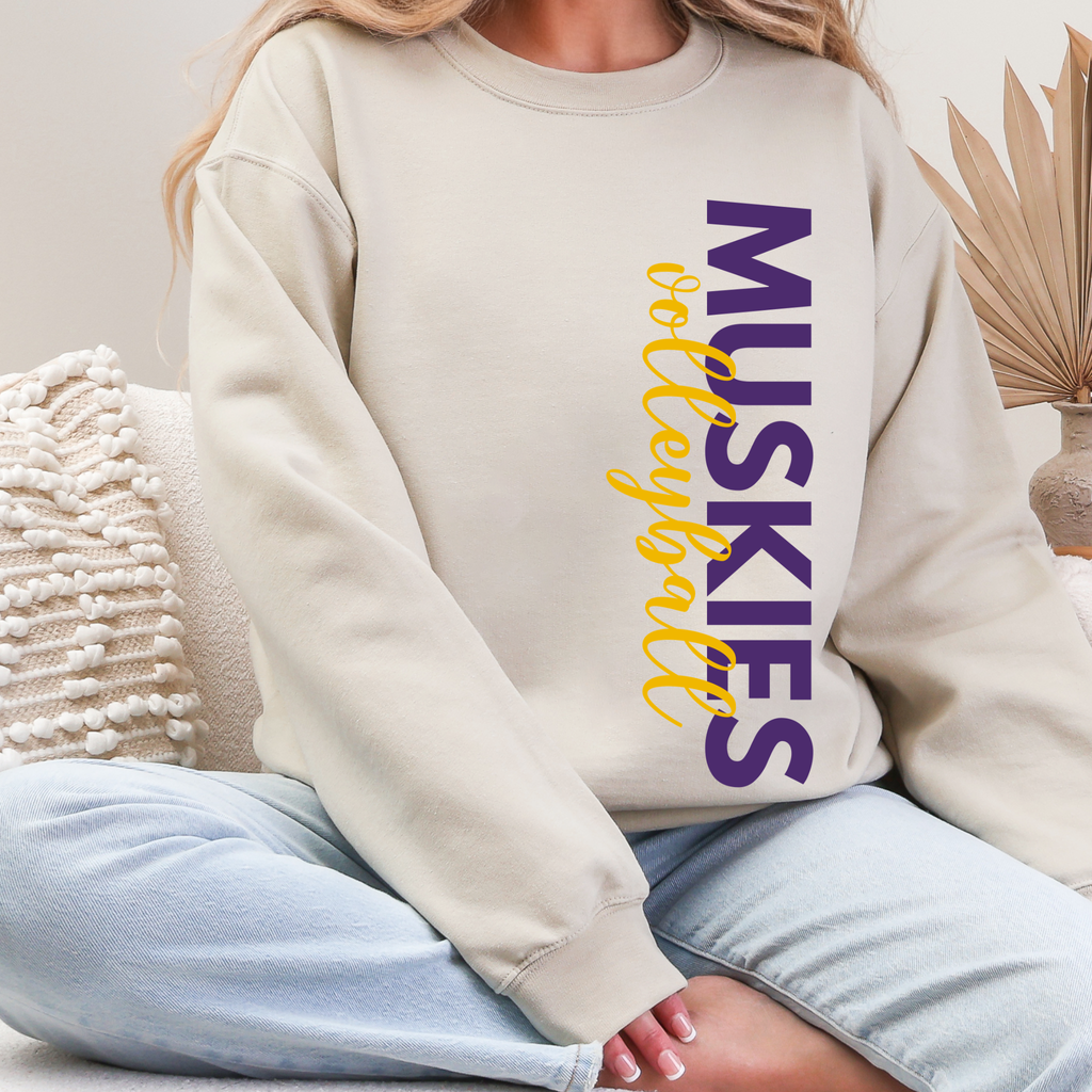 Muscatine Muskies Volleyball Side Print Crewneck