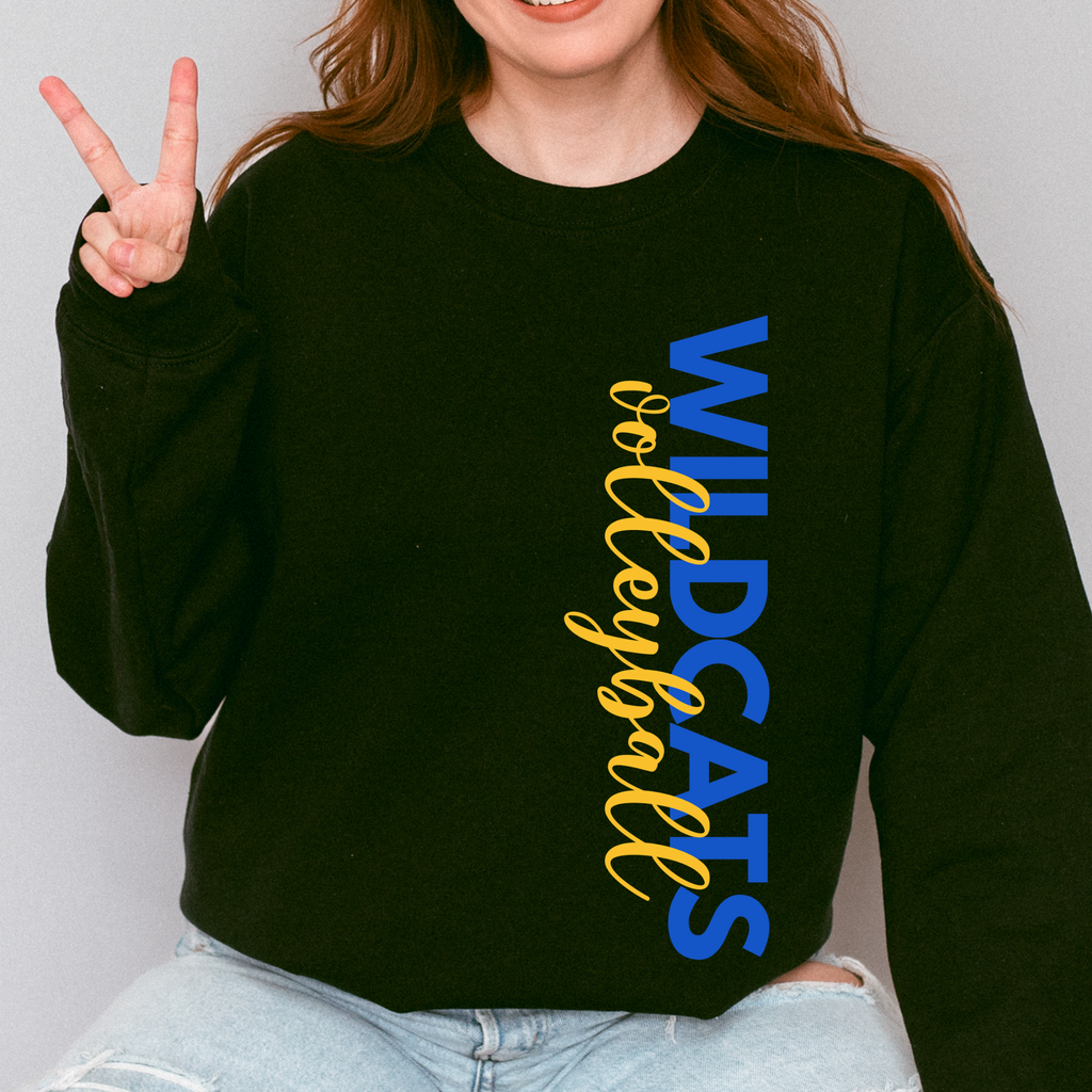 Durant Wildcats Volleyball Side Print Crewneck