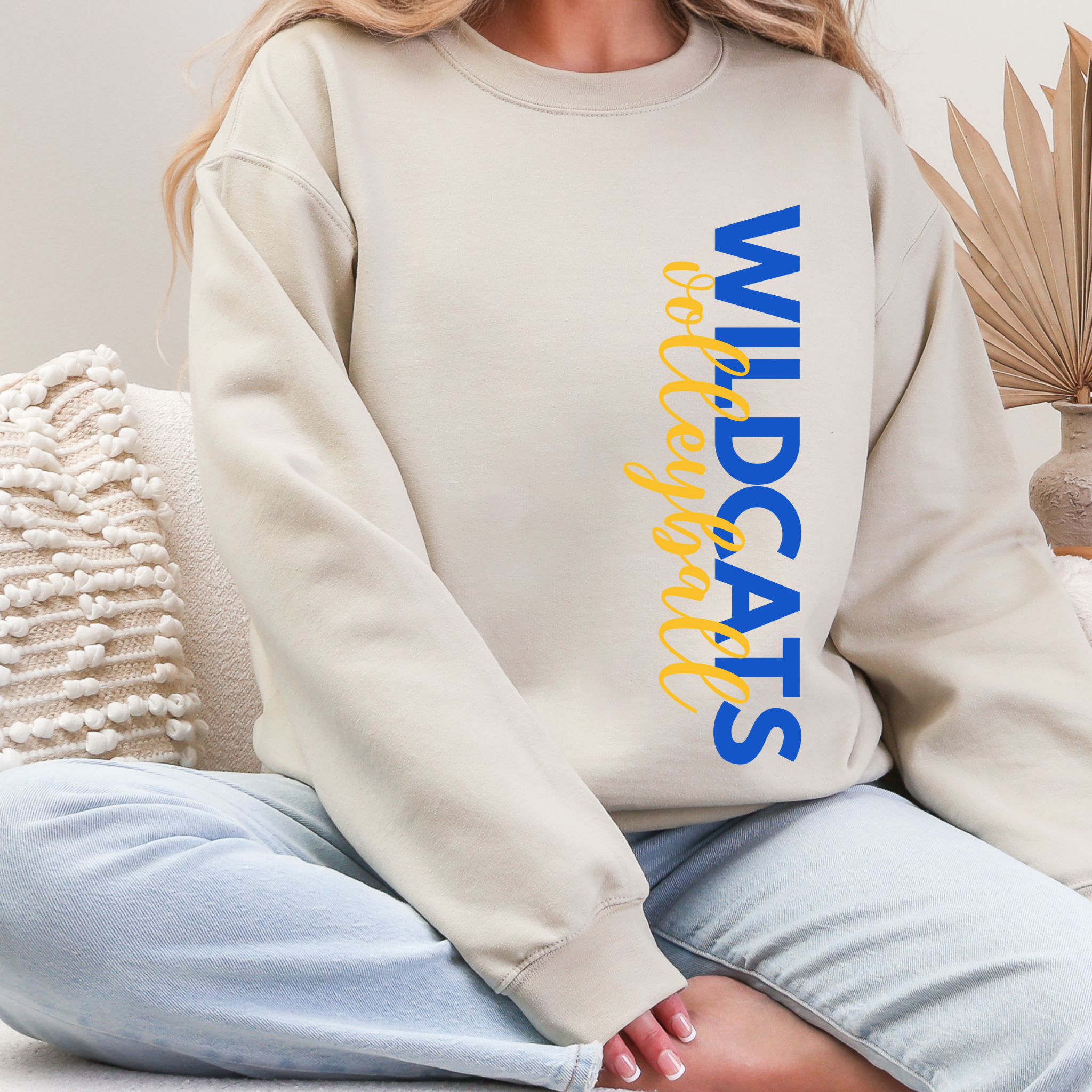 Durant Wildcats Volleyball Side Print Crewneck