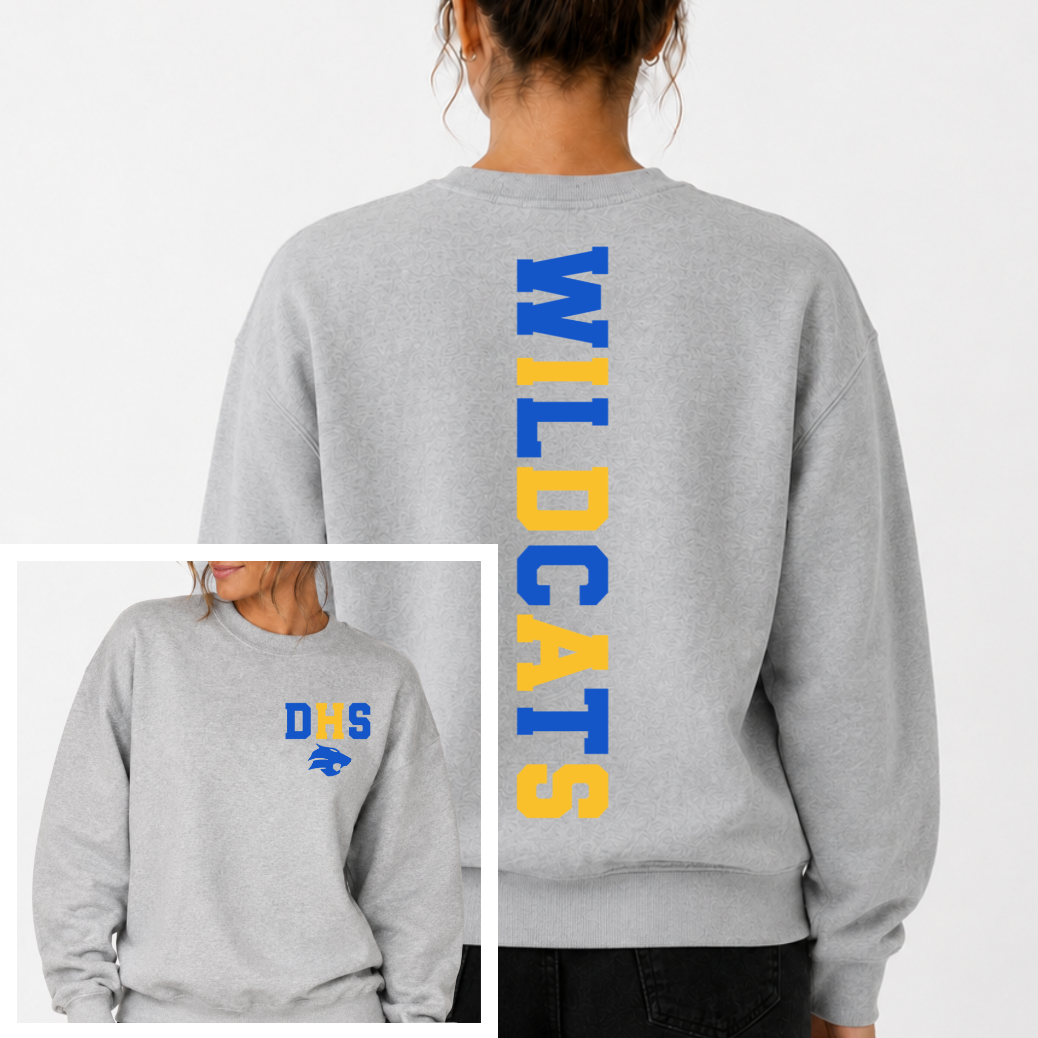 Durant Wildcats BIG BACK Team and School Crewneck