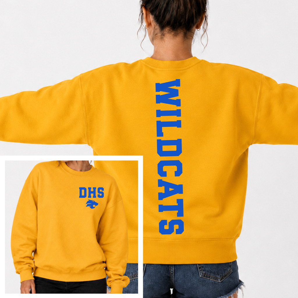 Durant Wildcats BIG BACK Team and School Crewneck