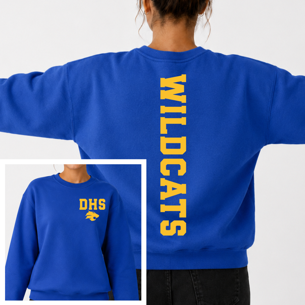 Durant Wildcats BIG BACK Team and School Crewneck