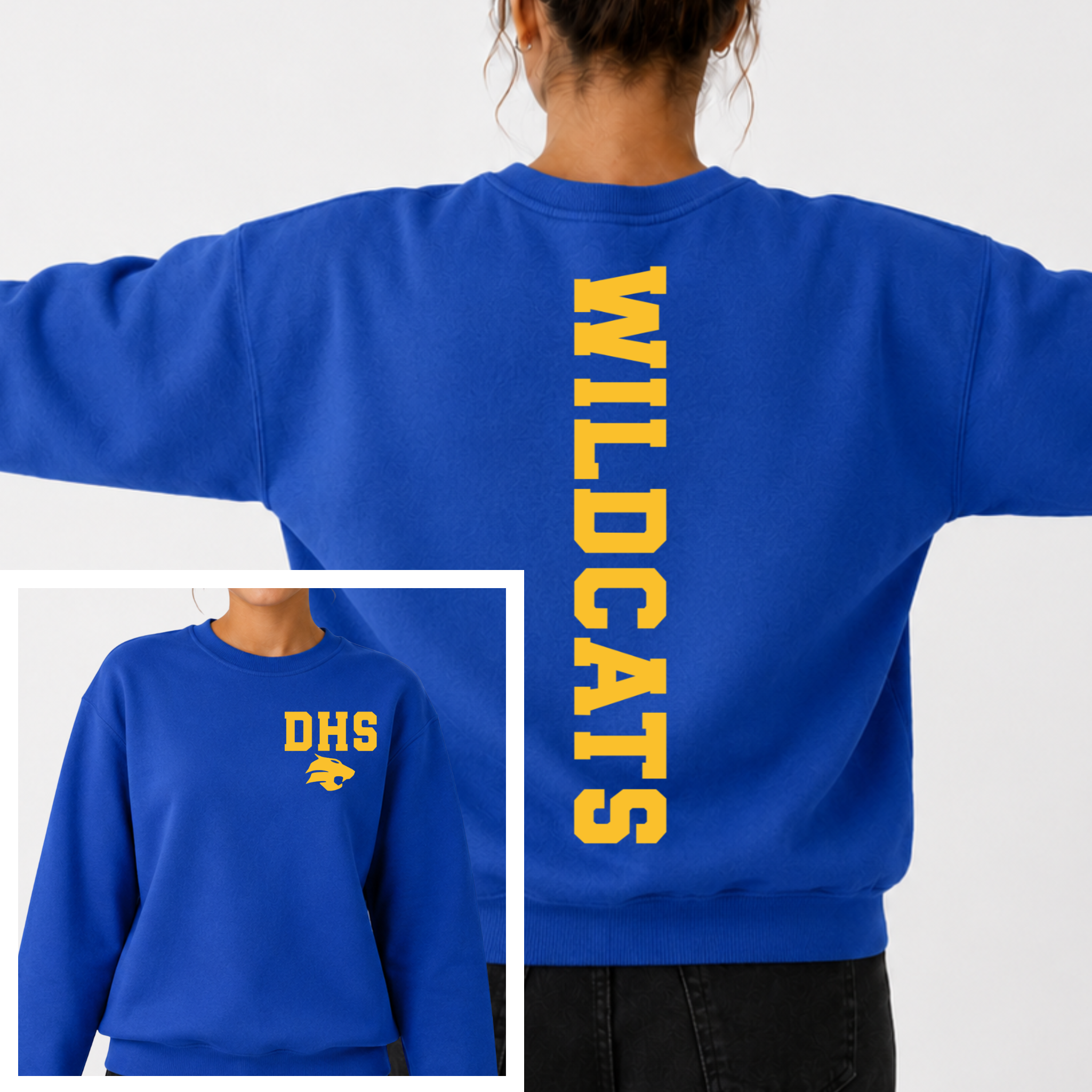 Durant Wildcats BIG BACK Team and School Crewneck