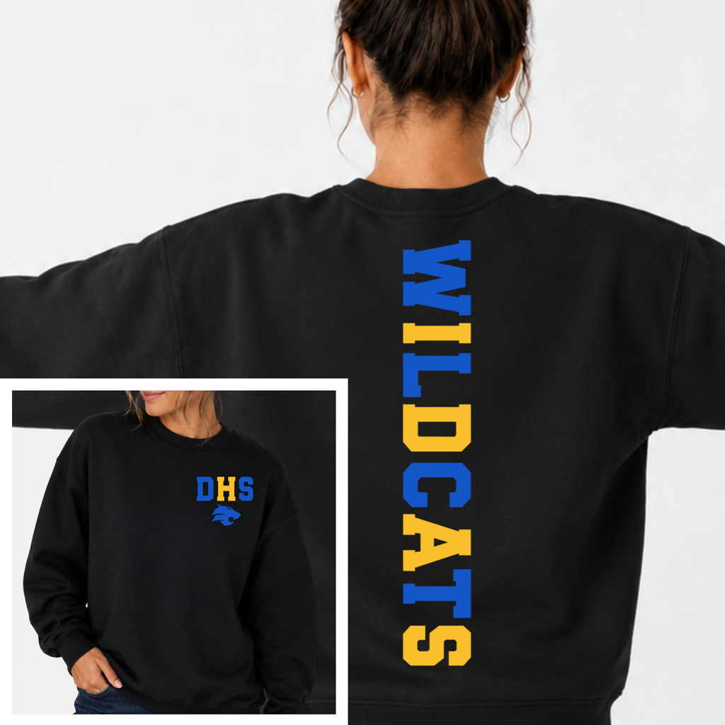 Durant Wildcats BIG BACK Team and School Crewneck
