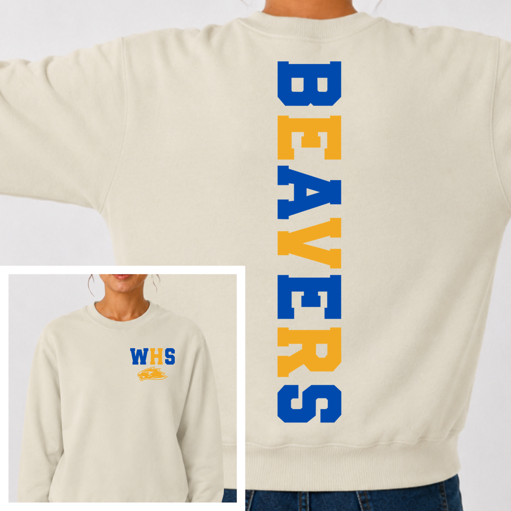 Wilton Beavers BIG BACK Team and School Crewneck
