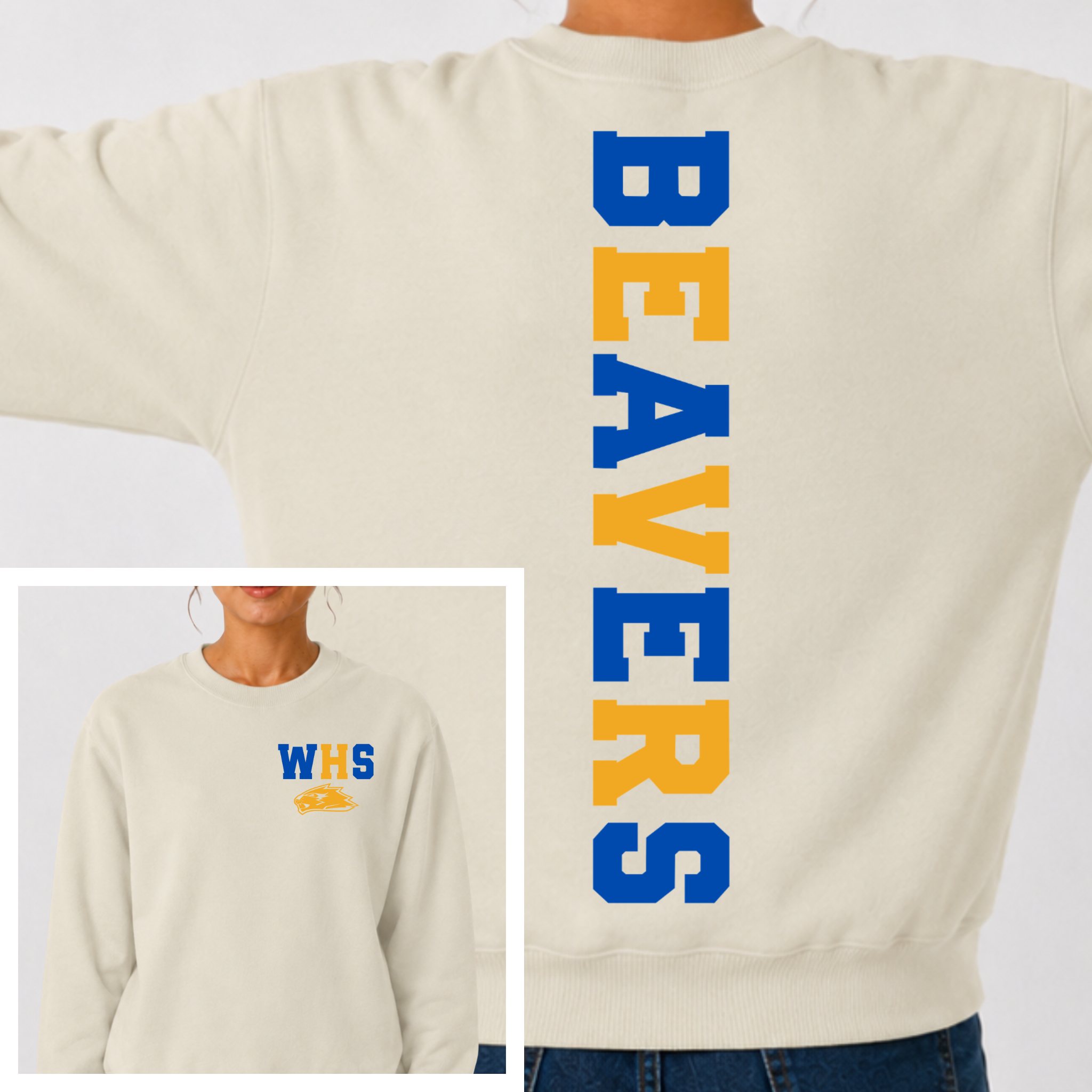Wilton Beavers BIG BACK Team and School Crewneck
