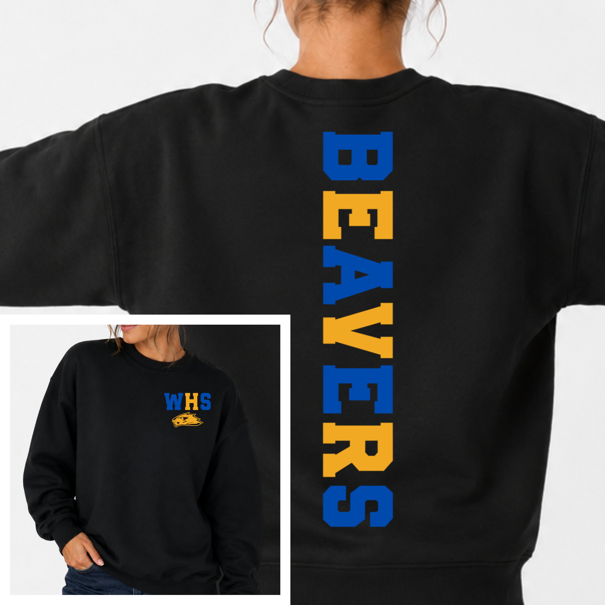 Wilton Beavers BIG BACK Team and School Crewneck
