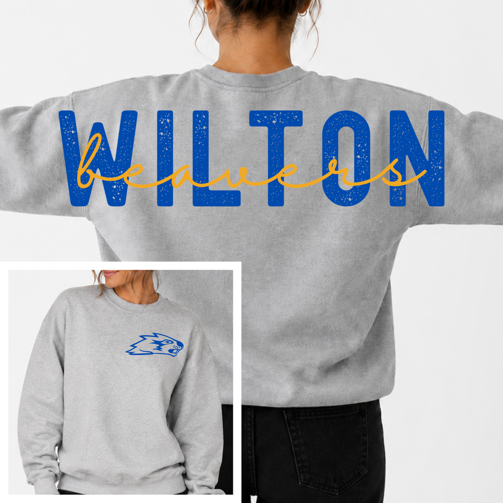 Wilton Beavers BIG BACK Team and Mascot Crewneck