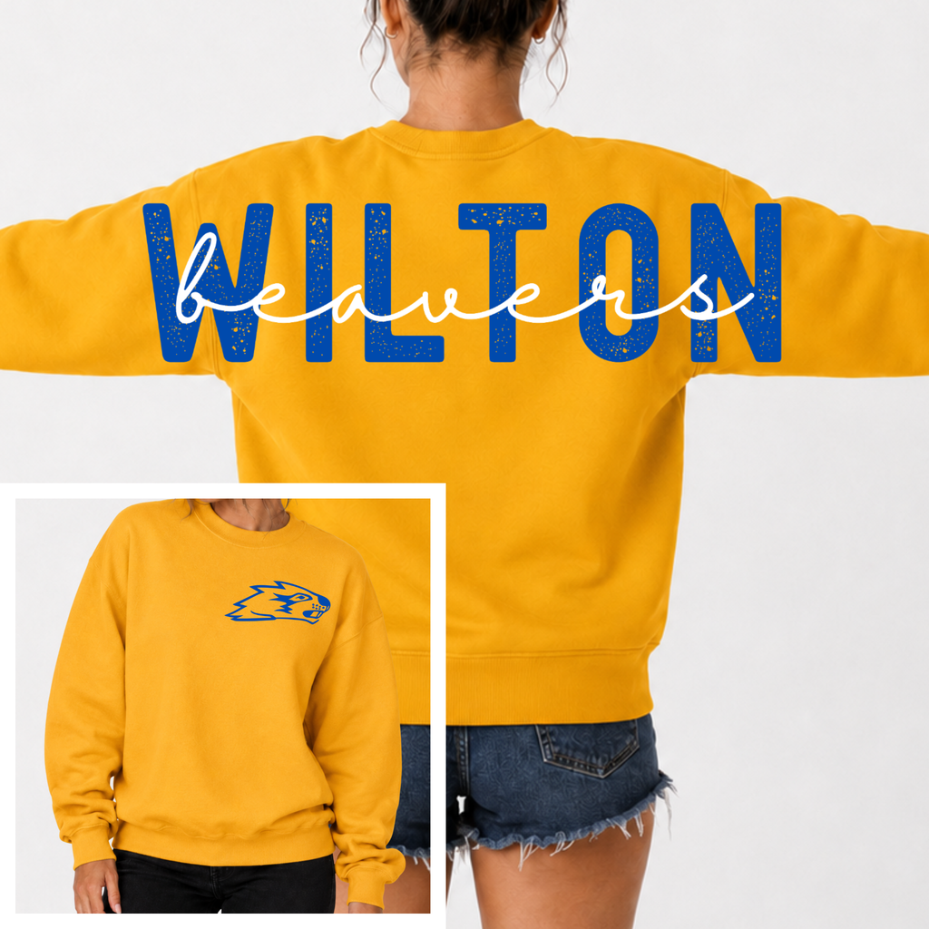Wilton Beavers BIG BACK Team and Mascot Crewneck
