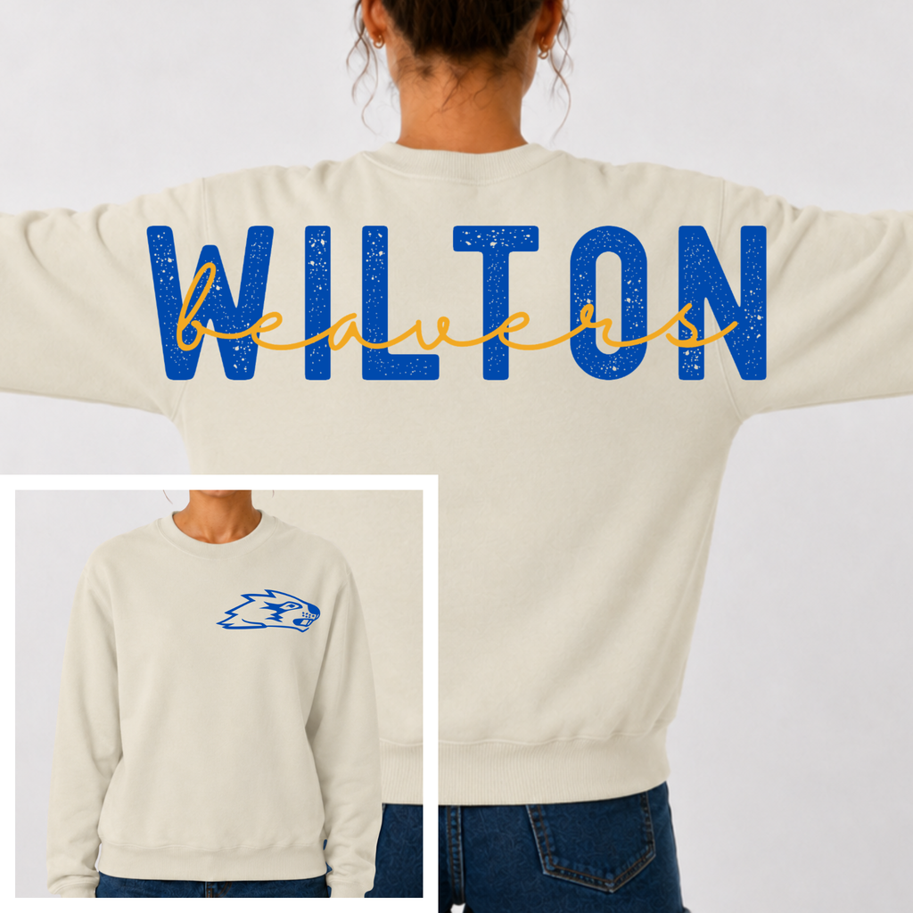 Wilton Beavers BIG BACK Team and Mascot Crewneck