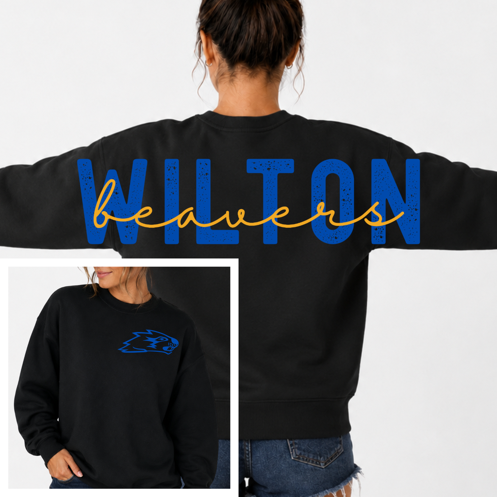 Wilton Beavers BIG BACK Team and Mascot Crewneck