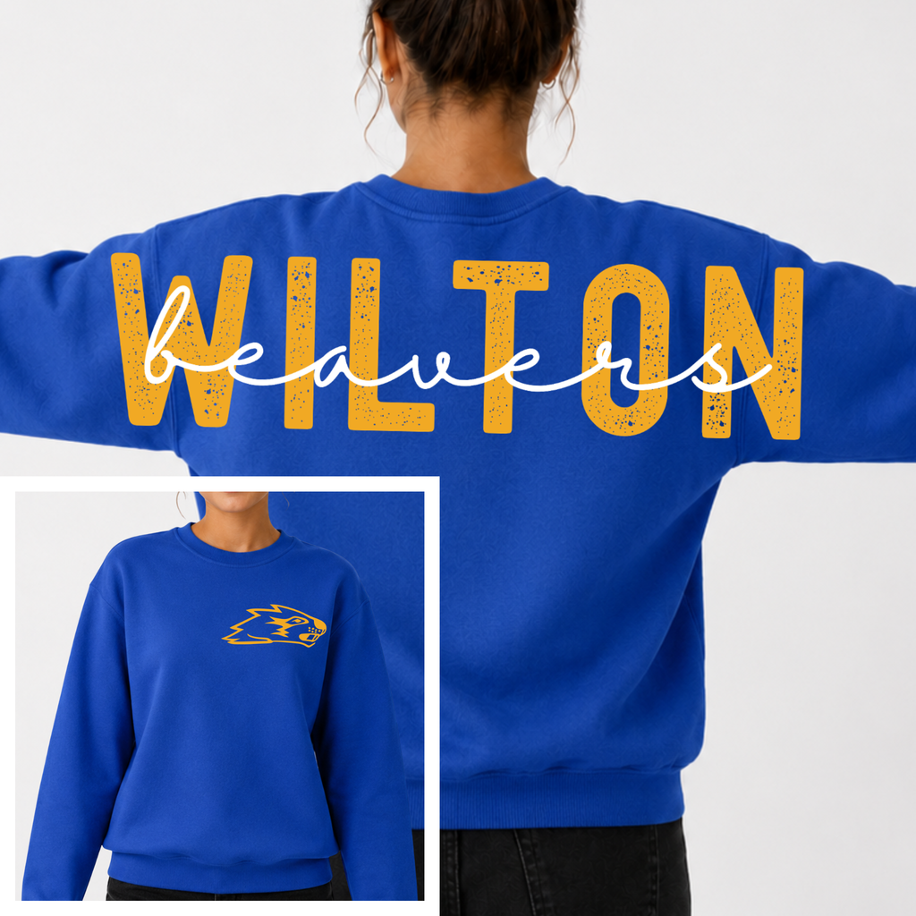 Wilton Beavers BIG BACK Team and Mascot Crewneck
