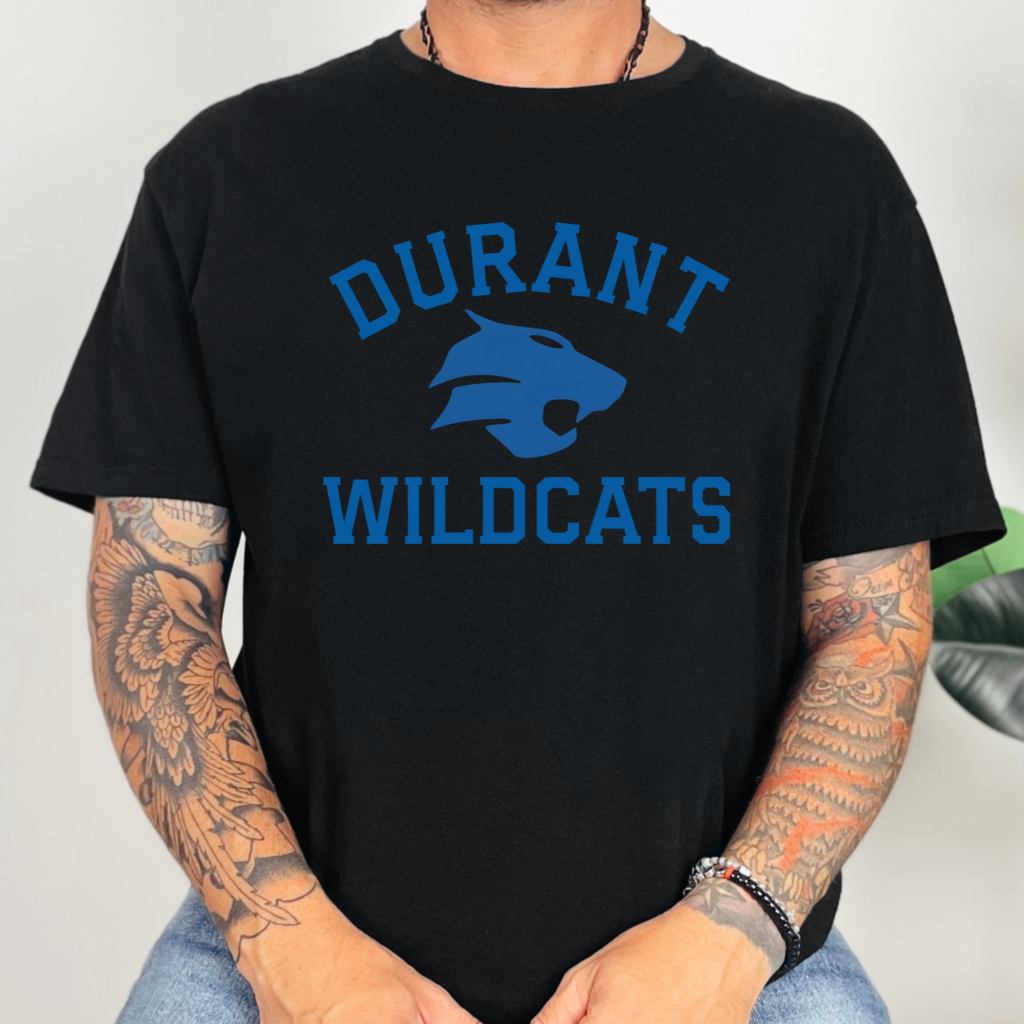 Durant Wildcats Mascot Arch Tee Black